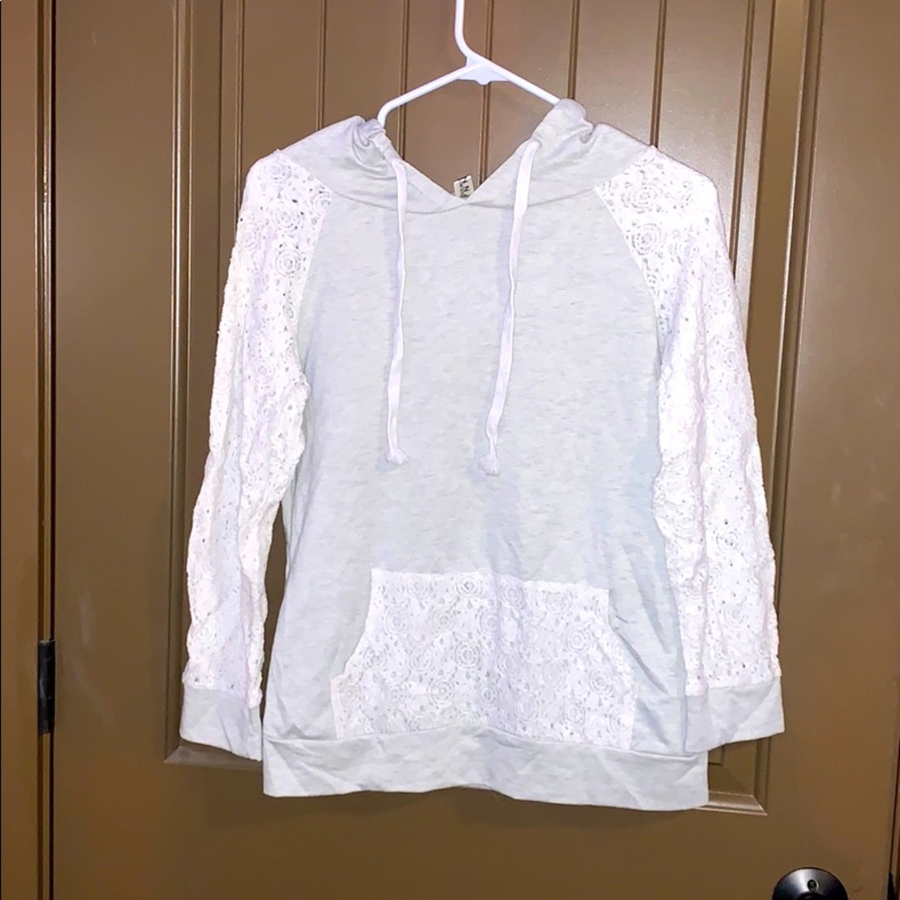grey & lace hoodie
